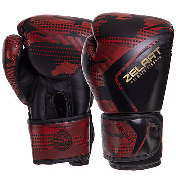Дитячі рукавички боксерські Zelart BO-3397 8 унцій камуфляж червоний