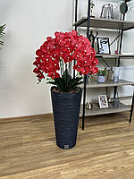 Напольная композиция Premium из латексных орхидей на 5 веточек в черном кашпо, искуственные цветы