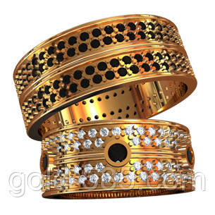 Притязательные эксклюзивные золотые обручальные кольца 585* пробы с камнями - фото 1 - id-p390868283