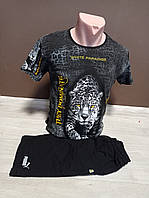 Літній підлітковий костюм для підліткового хлопчика Гепард Туреччина 12-18 років футболка і шорти чорний