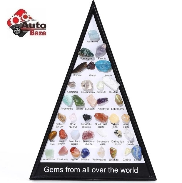 Колекційний набір натуральних каменів Crystal Rock 36 шт для прикраси декору або навчання дітей, у подарунковій упаковці