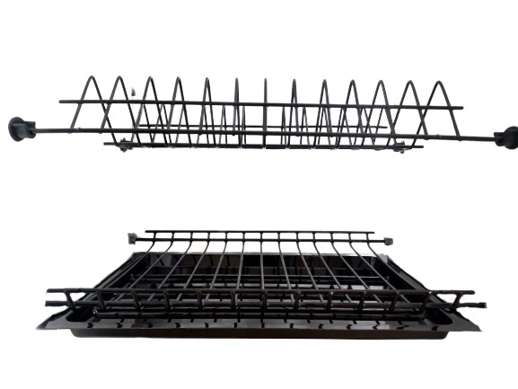 Сушарка для посуду в шафу 40 см, дворівнева чорна