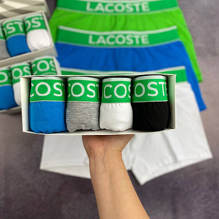 Набір чоловічих трусів Lacoste з бавовняного матеріалу, 4 шт, фото 1