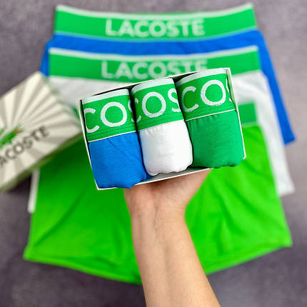 Подарунковий комплект чоловічих трусів-боксерів Lacoste з бавовни, 3 шт, фото 1