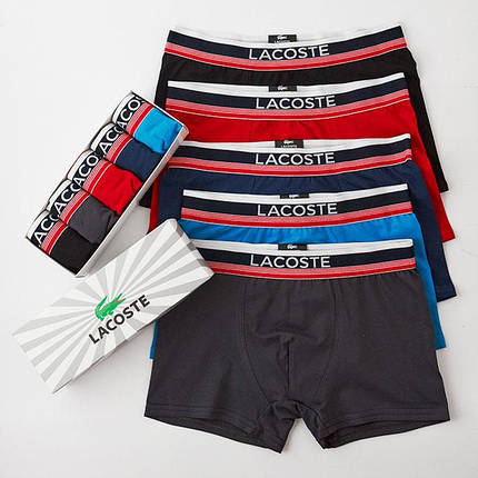 Набір чоловічих трусів (труси боксери для чоловіків) Lacoste DARK, бавовна, 5 шт, фото 1