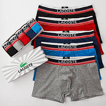 Набір чоловічих трусів (труси боксери для чоловіків) Lacoste DARK, бавовна, 5 шт, фото 6