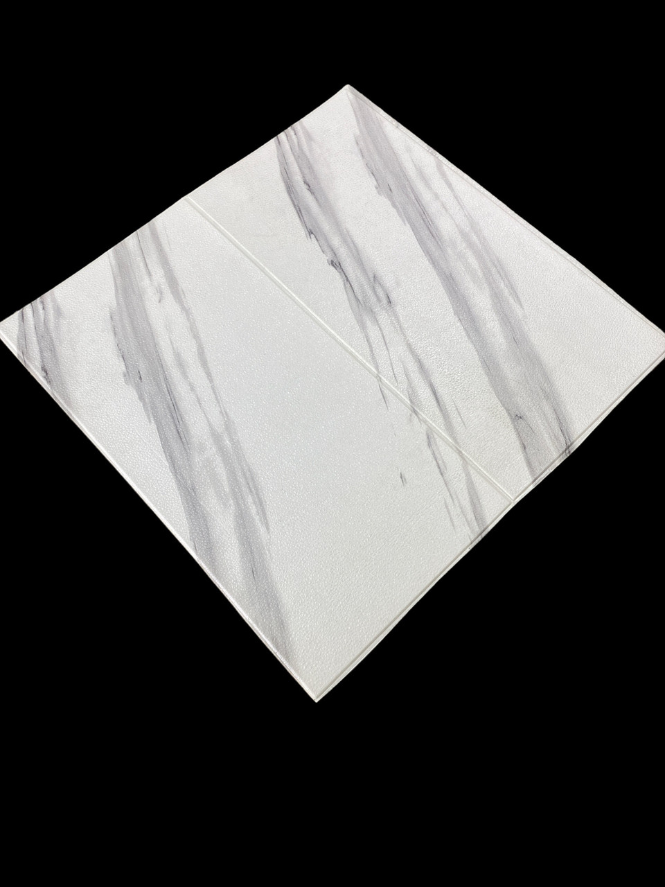Самоклеюча декоративна 3D панель стінова, Плитка мармур сірий, розмір 700х770х5мм