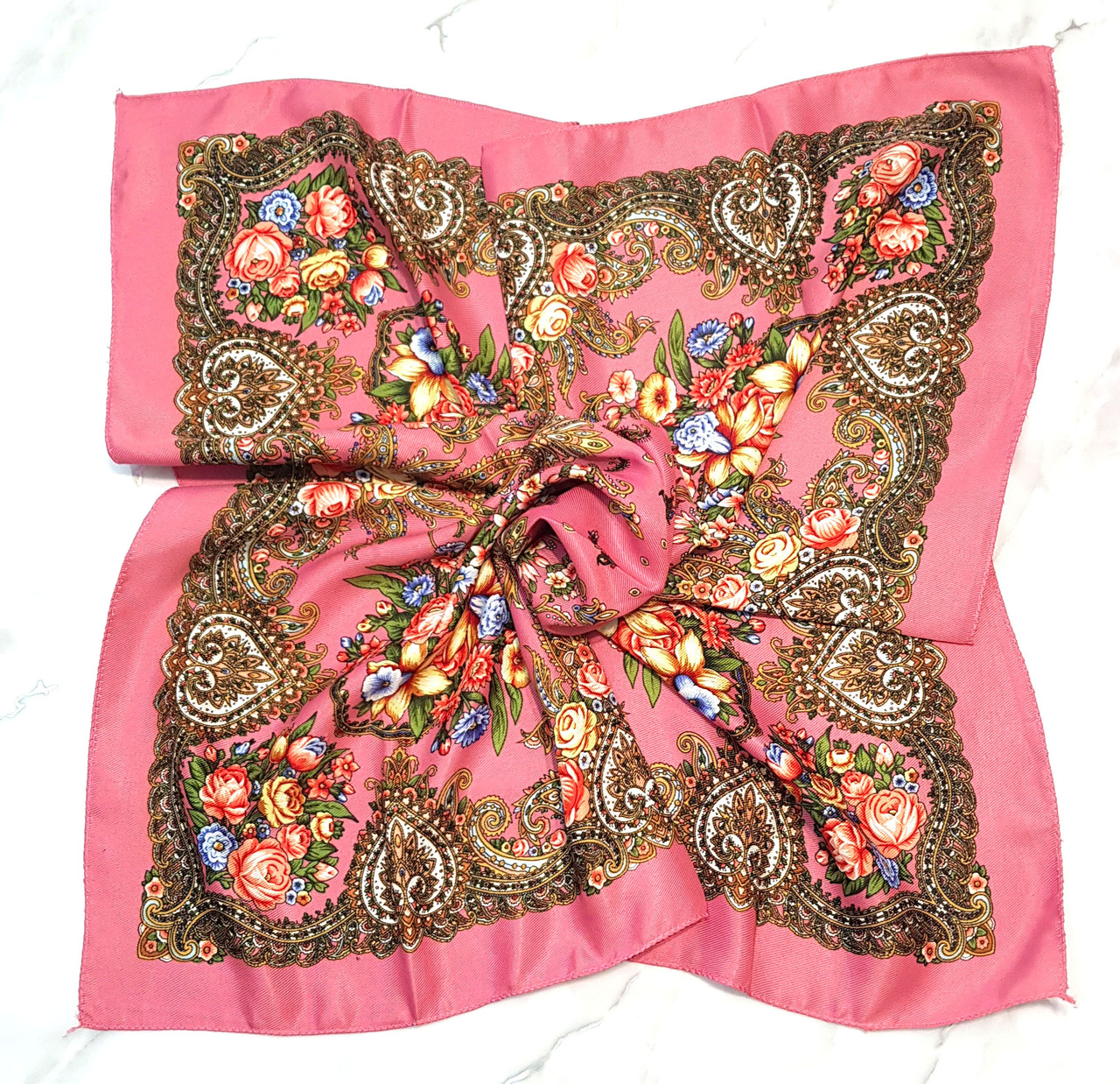 Хустка середня весняна літня квіткова рожева, фото 1