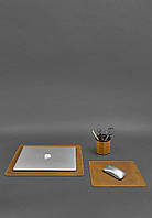 Набор для рабочего стола из натуральной кожи 1.0 желтый Crazy Horse BlankNote TO, код: 8132606
