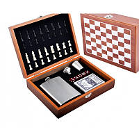 Ігровий набір шахи, карти, фляга, чарка (24,5*18,5*6 см) №2520A mol-038