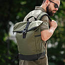 Роллтоп міський рюкзак RollTop Proof зелений на 20-24 літрів роллтоп із відділення під ноутбук, фото 4