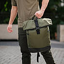 Роллтоп міський рюкзак RollTop Proof зелений на 20-24 літрів роллтоп із відділення під ноутбук, фото 6
