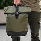Роллтоп міський рюкзак RollTop Proof зелений на 20-24 літрів роллтоп із відділення під ноутбук, фото 10