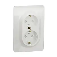 Розетка Schneider Electric Unica New NU206718 White двойная с заземлением и шторками