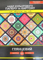 Набор цветного картона и бумаги Апельсин А4 (односторонний), 8+8 л., глянцевый PREMIUM КПК-А4-16