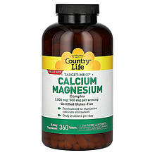 Кальцій і магній Country Life "Calcium Magnesium Complex" комплекс 1000 мг і 500 мг (360 таблеток)