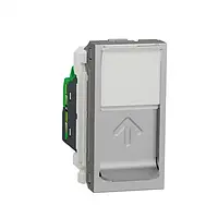 Розетка Schneider Electric Unica New NU Aluminium компьютерная, RJ45, одинарная категория 5 UTP, 1 м