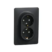 Розетка Schneider Electric Unica New NU206754 Anthracite двойная с заземлением и шторками