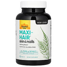 Комплекс для волосся, шкіри та нігтів Country Life "Maxi-Hair Skin & Nails" посилені вітаміни (90 таблеток)