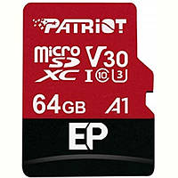 Картка пам'яті MicroSDXC 64 GB UHS-I/U3 Class 10 Patriot EP A1 R90/W80MB/s + SD-adapter (PEF64GEP31MCX)
