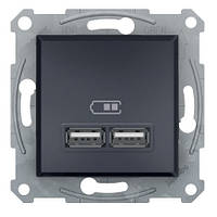 Розетка USB Schneider Asfora, Антрацит