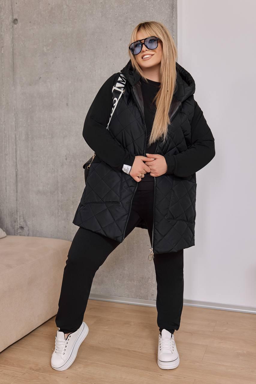 Костюм жіночий спортивний трійка з жилетом великого розміру, фото 1