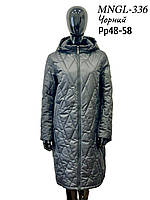 Чорний жіночий демісезонний утеплений  плащ пальто куртка