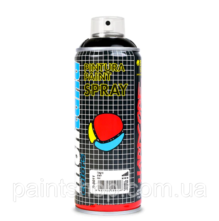 Аерозольна фарба MTN Hardcore R-9011 Negro Black (Чорний) 400 мл