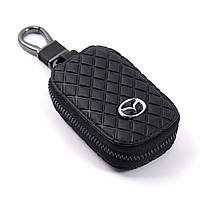 Чехол-брелок для ключей с карабином (ключница) Mazda Ромб черний