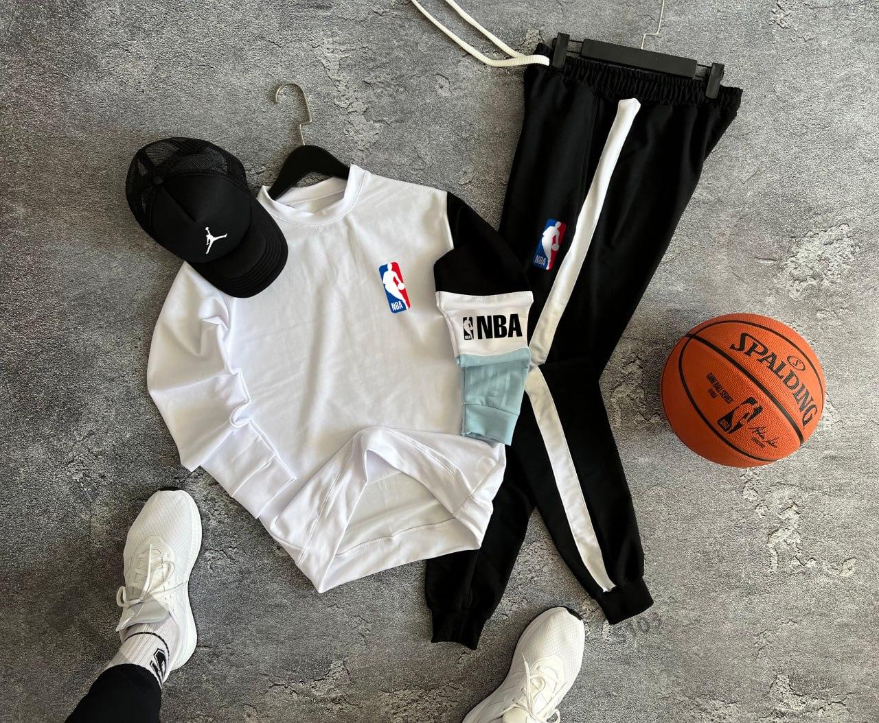 Спортивний костюм чоловічий nba бейсболка комплект Нба трикотажний весняний осінній чорно-білий