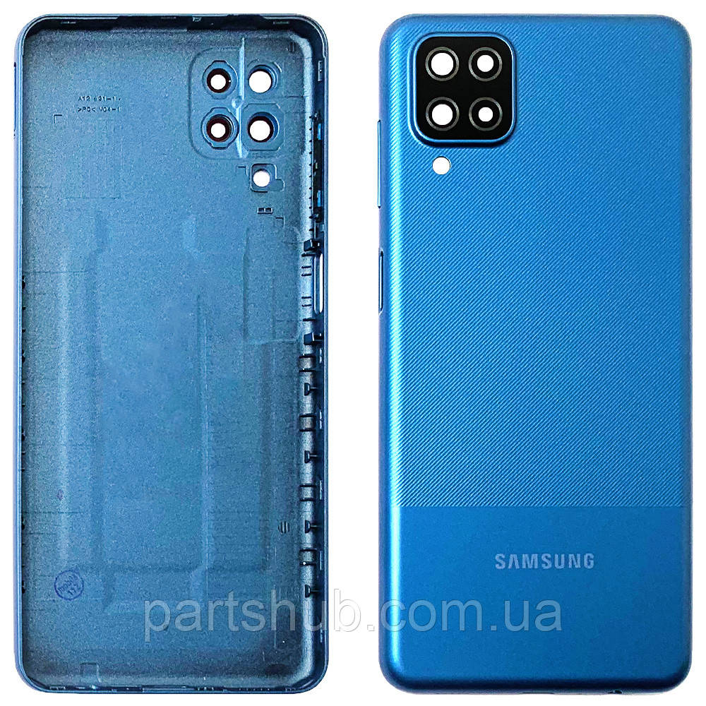 Задня кришка Samsung Galaxy A12 A125F (синя зі склом камери)