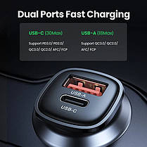 Зарядний пристрій в прикурювач UGREEN 30W USB TypeC QC3.0/QC2.0, фото 5