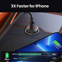 Зарядний пристрій в прикурювач UGREEN 30W USB TypeC QC3.0/QC2.0, фото 6