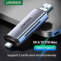 Картрідер Ugreen USB3.0 та USB TypeC для карт SD, MicroSD, TF, фото 4