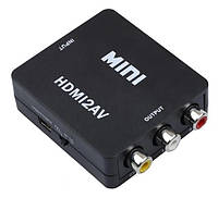 Конвертер VEGGIEG HV-01 Mini, HDMI to AV, ВХОД 3RCA(мама) на ВЫХОД HDMI(мама) , Black, Box