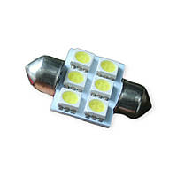 Лампочка 2-колірна LED T11_C5W SMD біла 6-діодів 12V-3 Вт 31 мм. (к-во.-2шт.)