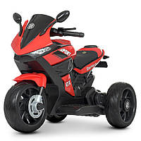 Детский трехколесный мотоцикл Bambi Racer спортивный скутер BMW с магнитолой МР-3, M 4454EL-3 красный