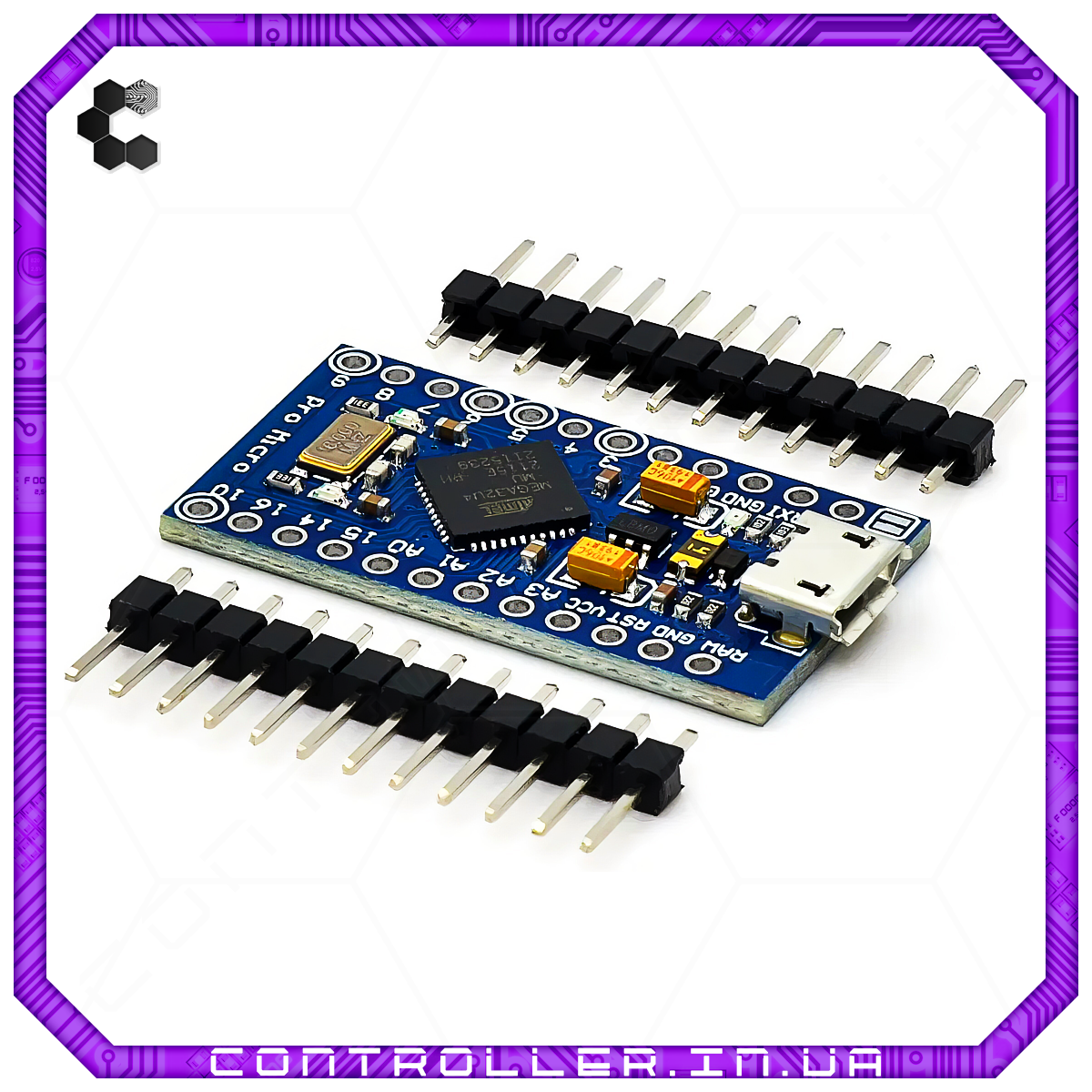 Мікроконтролер Arduino PRO Micro ATmega32u4 5В з micro-USB.