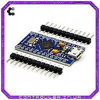 Мікроконтролер Arduino PRO Micro ATmega32u4 5В з micro-USB.