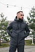 Чоловіча куртка з капюшоном Softshell сіра демісезонна Розміри: S, M, L, XL, XXL, XXXL, фото 3