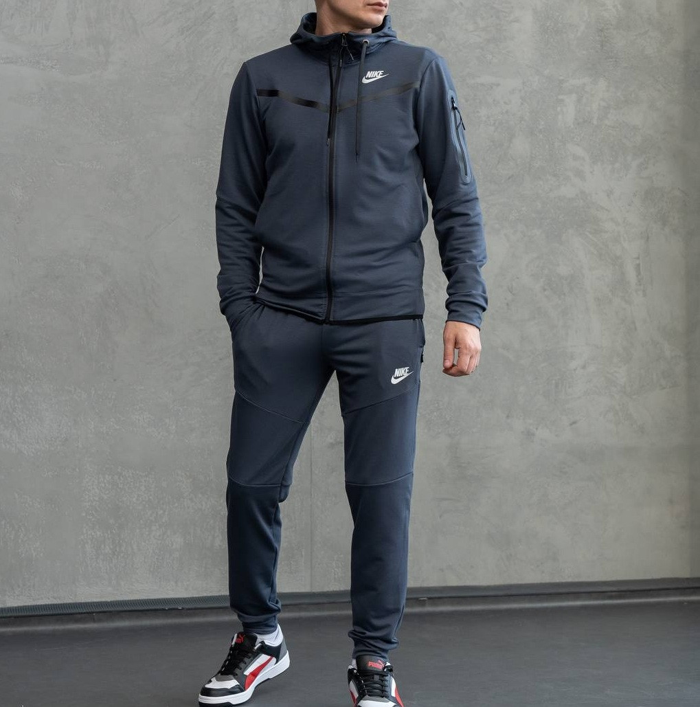 Спортивный костюм мужской подростковый Nike Tech Fleece весна осень весенний осенний серый (не кашлатится) - фото 2 - id-p2131225495