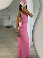 Жіноча приталена сукня максі, з віскози, рожева