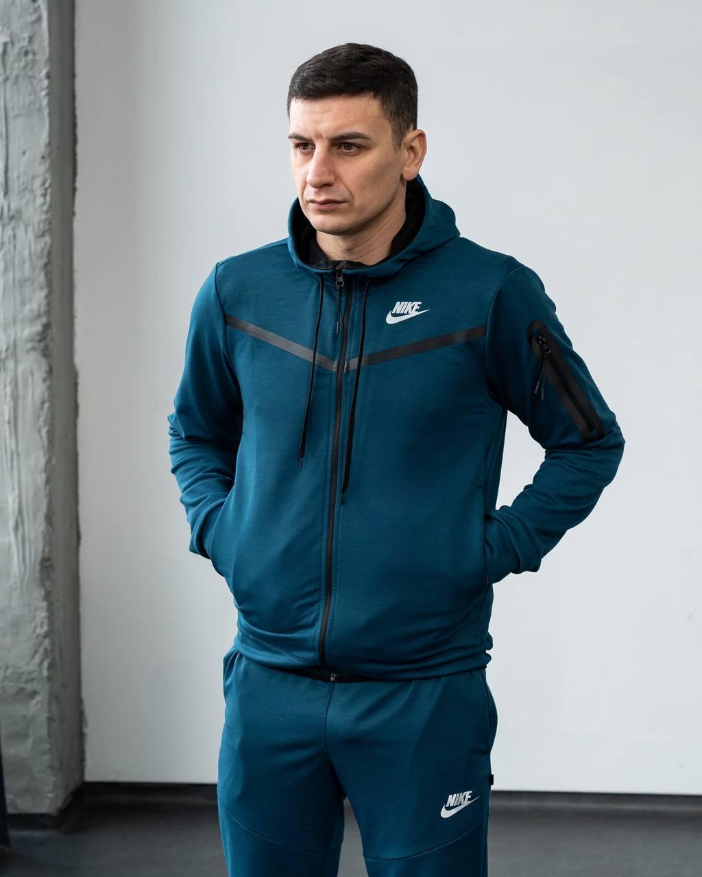 Спортивный костюм мужской подростковый Nike Tech Fleece весна осень весенний осенний изумрудный(не кашлатится) - фото 3 - id-p2131230965