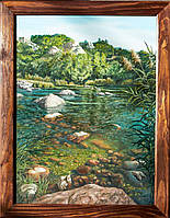 Картина олією на полотні "Река". Авторська робота, полотно, олійні фарби