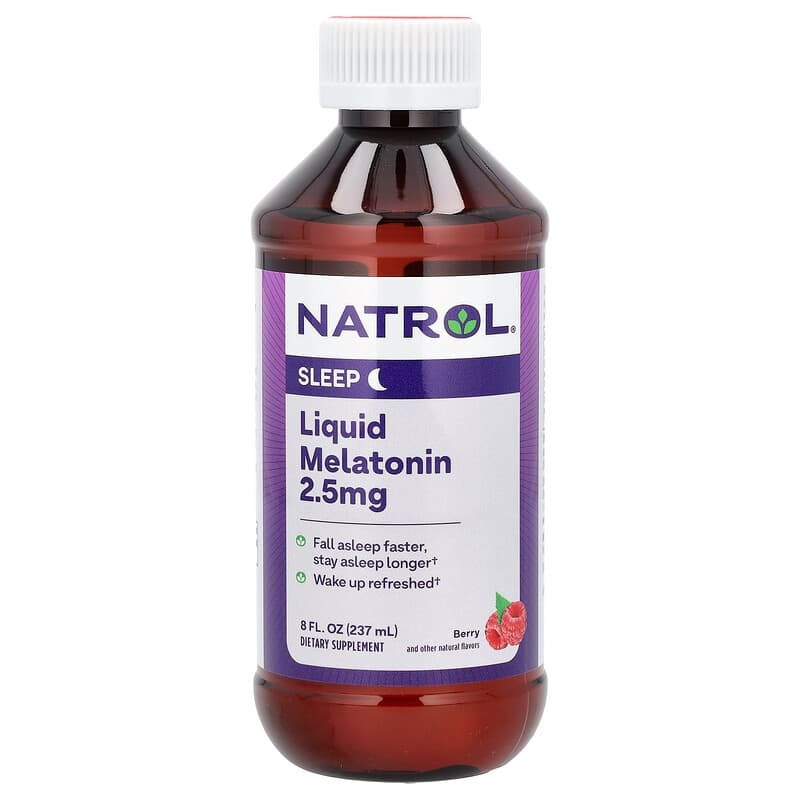 Рідкий мелатонін Natrol "Liquid Melatonin Sleep" зі смаком ягід, 2.5 мг (237 мл)