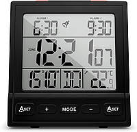 Цифровой радиоуправляемый будильник Mebus с термометром, отображением даты, двумя будильниками, повторением бу