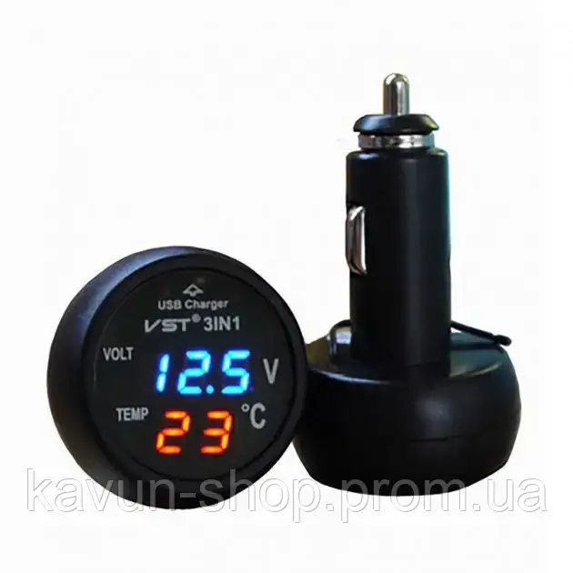 Часы автомобильные в прикуриватель VST 706-5 многофункциональные электронные термометр вольтметр автомочасы m - фото 2 - id-p2131228865