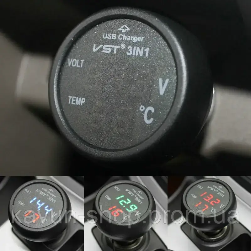 Часы автомобильные в прикуриватель VST 706-5 многофункциональные электронные термометр вольтметр автомочасы m - фото 5 - id-p2131228865