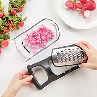 Набір терок soft touch container grater set | Овочерізка ручна з насадками та контейнером | Мультислайсер 4в1