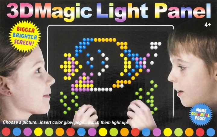 Оптична мозаїка з підсвічуванням 3D Magic Light Panel 888 набір зі 180 різнокольорових фішок і планшета